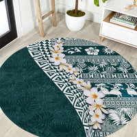 Hawaii Plumeria Tribal Vintage Round Carpet Special Turquoise LT03 Turquoise - Polynesian Pride