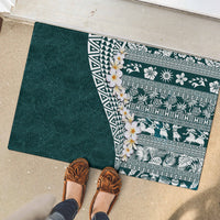 Hawaii Plumeria Tribal Vintage Rubber Doormat Special Turquoise LT03 - Polynesian Pride