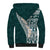 Hawaii Plumeria Tribal Vintage Sherpa Hoodie Special Turquoise