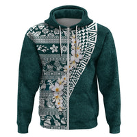 Hawaii Plumeria Tribal Vintage Zip Hoodie Special Turquoise