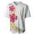 Hawaiian Plumeria and Hibiscus Baseball Jersey White Mode