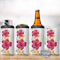 Hawaiian Plumeria and Hibiscus 4 in 1 Can Cooler Tumbler White Mode