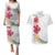 Hawaiian Plumeria and Hibiscus Couples Matching Puletasi and Hawaiian Shirt White Mode