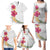 Hawaiian Plumeria and Hibiscus Family Matching Puletasi and Hawaiian Shirt White Mode