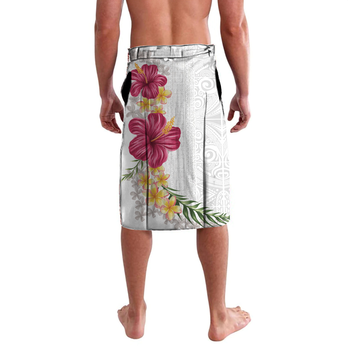 Hawaiian Plumeria and Hibiscus Lavalava White Mode