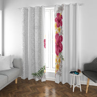 Hawaiian Plumeria and Hibiscus Window Curtain White Mode LT03 With Grommets White - Polynesian Pride