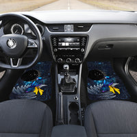 New Zealand Tui Bird Matariki Car Mats Galaxy Fern With Maori Pattern LT03 Set 2pcs - Front Blue - Polynesian Pride