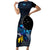 New Zealand Tui Bird Matariki Short Sleeve Bodycon Dress Galaxy Fern With Maori Pattern