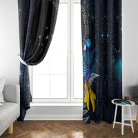 New Zealand Tui Bird Matariki Window Curtain Galaxy Fern With Maori Pattern LT03 - Polynesian Pride