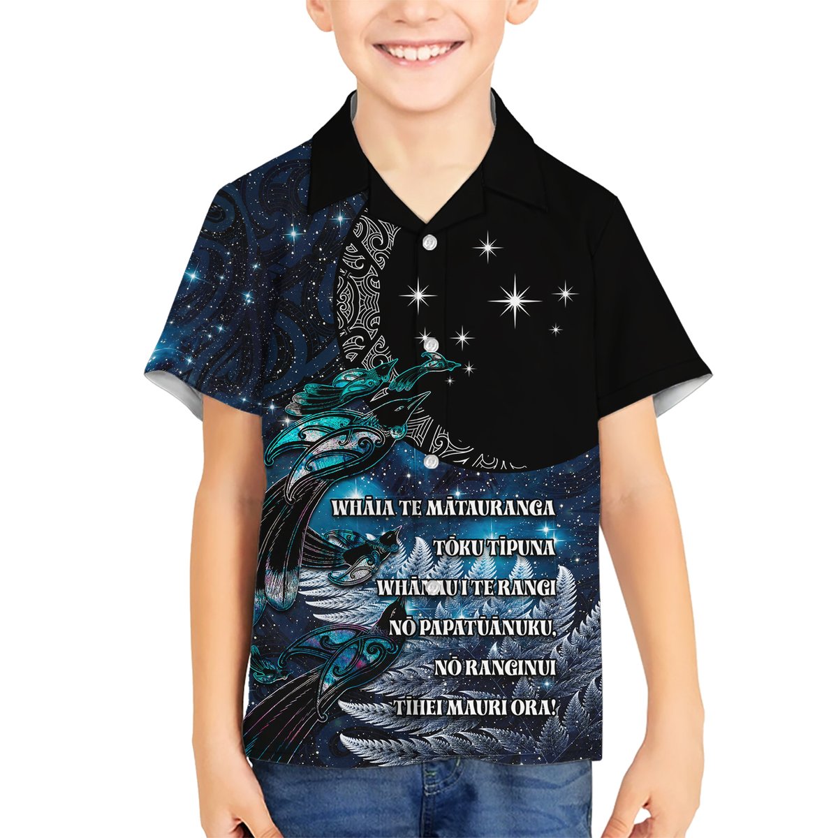 New Zealand Tui Bird Hawaiian Shirt Matariki Poetry Pattern Galaxy Style LT03 - Polynesian Pride
