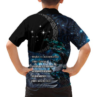 New Zealand Tui Bird Kid Hawaiian Shirt Matariki Poetry Pattern Galaxy Style LT03 - Polynesian Pride