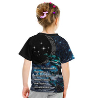 New Zealand Tui Bird Kid T Shirt Matariki Poetry Pattern Galaxy Style LT03 - Polynesian Pride