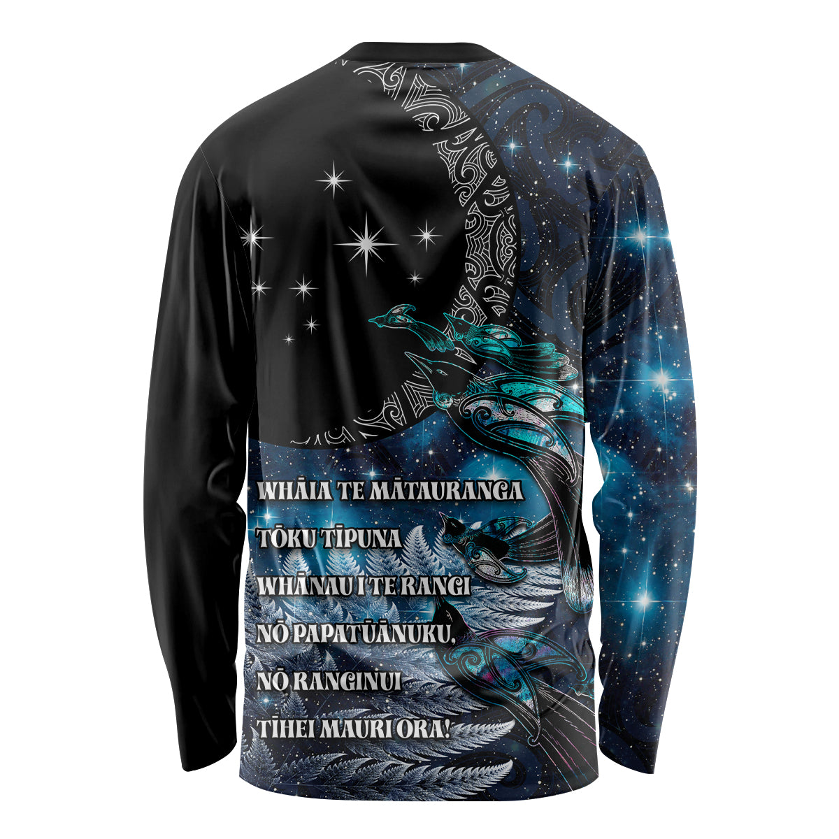 New Zealand Tui Bird Long Sleeve Shirt Matariki Poetry Pattern Galaxy Style LT03 - Polynesian Pride