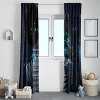 New Zealand Tui Bird Window Curtain Matariki Poetry Pattern Galaxy Style LT03 - Polynesian Pride