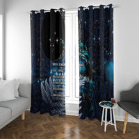 New Zealand Tui Bird Window Curtain Matariki Poetry Pattern Galaxy Style LT03 With Grommets Blue - Polynesian Pride