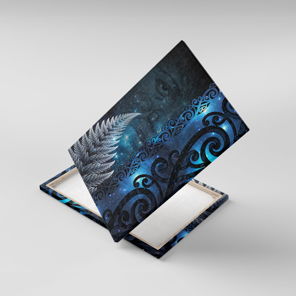 New Zealand Matariki Canvas Wall Art The Tribal Maori Face and Silver Fern