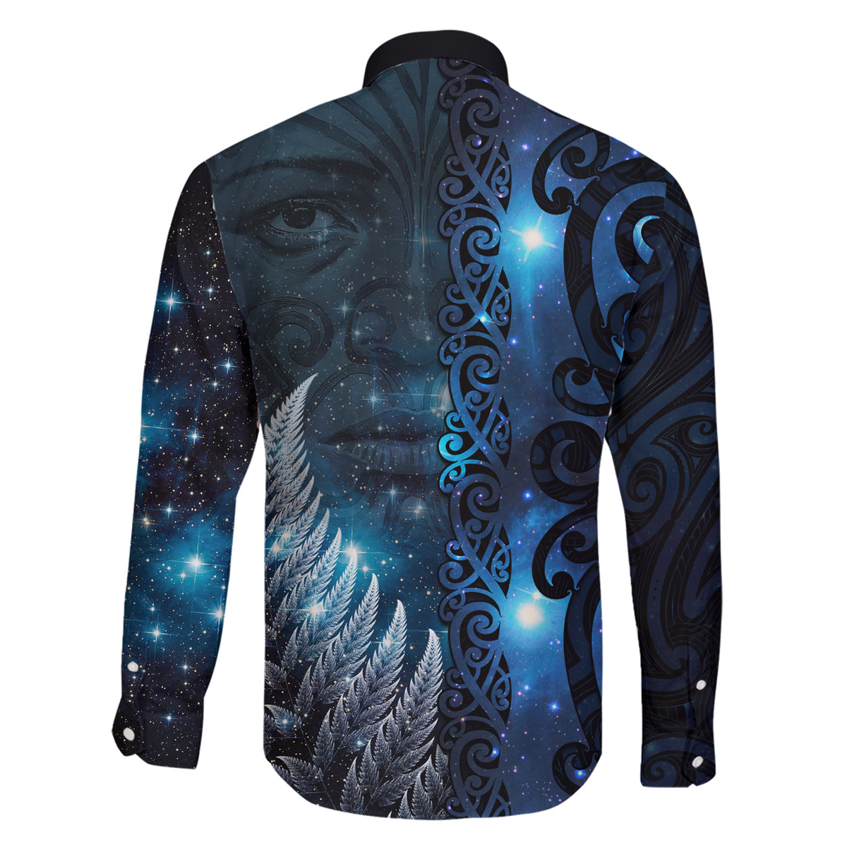 New Zealand Matariki Family Matching Short Sleeve Bodycon Dress and Hawaiian Shirt The Tribal Maori Face and Silver Fern LT03 - Polynesian Pride