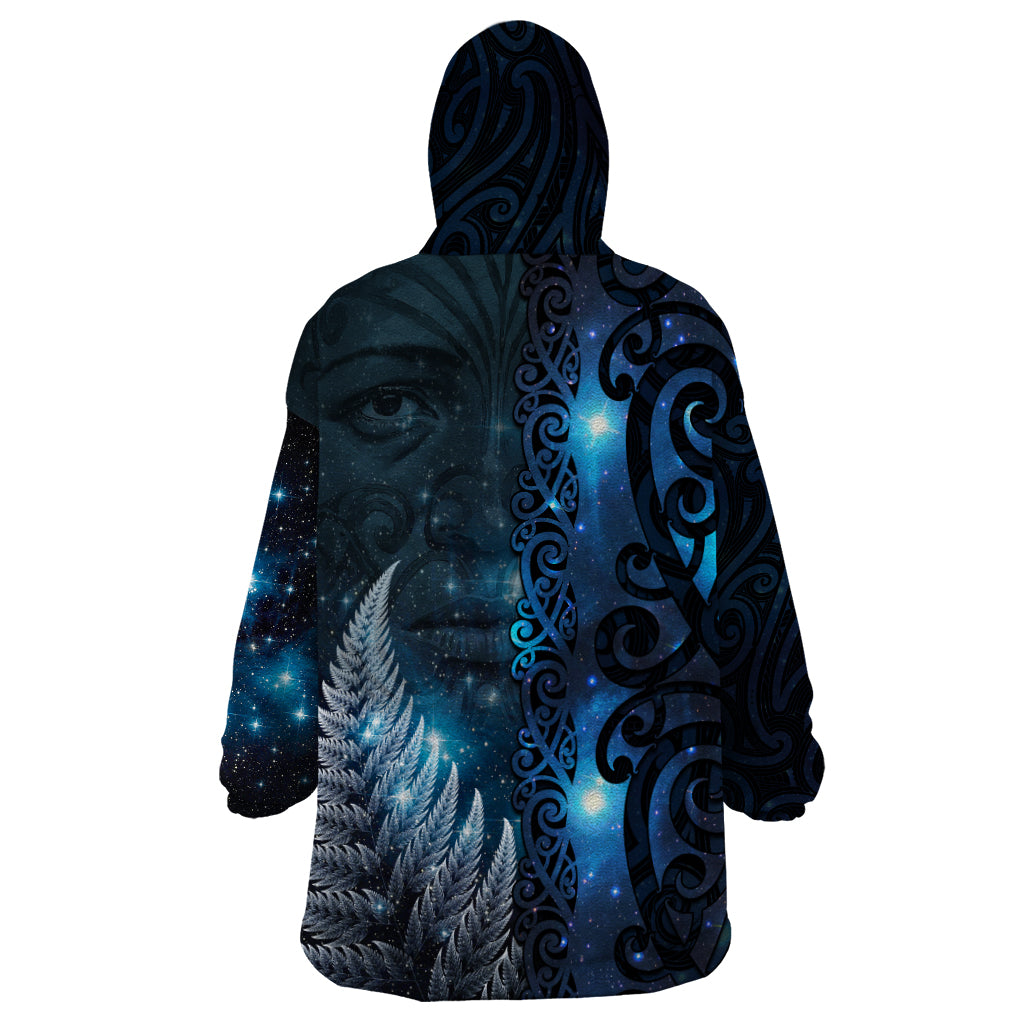 New Zealand Matariki Wearable Blanket Hoodie The Tribal Maori Face and Silver Fern