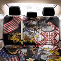 United States and American Samoa Together Back Car Seat Cover Bald Eagle and Polynesian Traditional Culture with Plumeria
