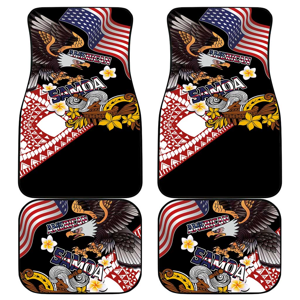 United States and American Samoa Together Car Mats Bald Eagle and Polynesian Traditional Culture with Plumeria
