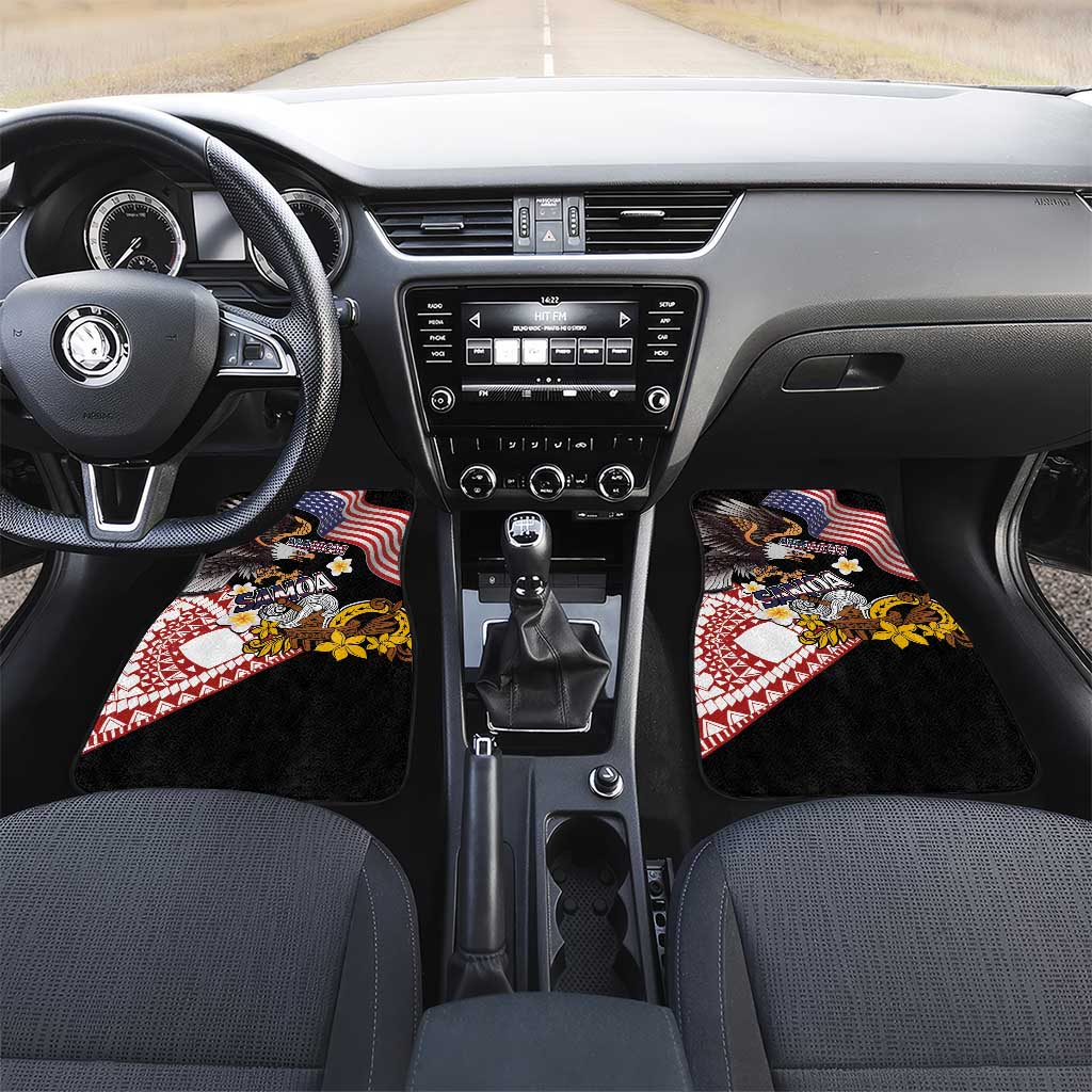 United States and American Samoa Together Car Mats Bald Eagle and Polynesian Traditional Culture with Plumeria