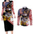 United States and American Samoa Together Couples Matching Long Sleeve Bodycon Dress and Long Sleeve Button Shirt Bald Eagle and Polynesian Traditional Culture with Plumeria
