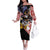 United States and American Samoa Together Family Matching Off The Shoulder Long Sleeve Dress and Hawaiian Shirt Bald Eagle and Polynesian Traditional Culture with Plumeria