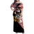 United States and American Samoa Together Family Matching Off Shoulder Maxi Dress and Hawaiian Shirt Bald Eagle and Polynesian Traditional Culture with Plumeria