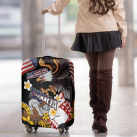 United States and American Samoa Together Luggage Cover Bald Eagle and Polynesian Traditional Culture with Plumeria