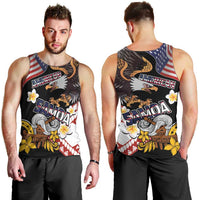 United States and American Samoa Together Men Tank Top Bald Eagle and Polynesian Traditional Culture with Plumeria