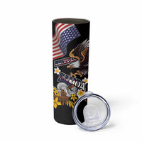 United States and American Samoa Together Skinny Tumbler Bald Eagle and Polynesian Traditional Culture with Plumeria
