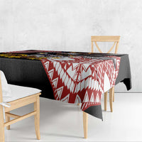 United States and American Samoa Together Tablecloth Bald Eagle and Polynesian Traditional Culture with Plumeria