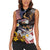 United States and American Samoa Together Women Sleeveless Polo Shirt Bald Eagle and Polynesian Traditional Culture with Plumeria