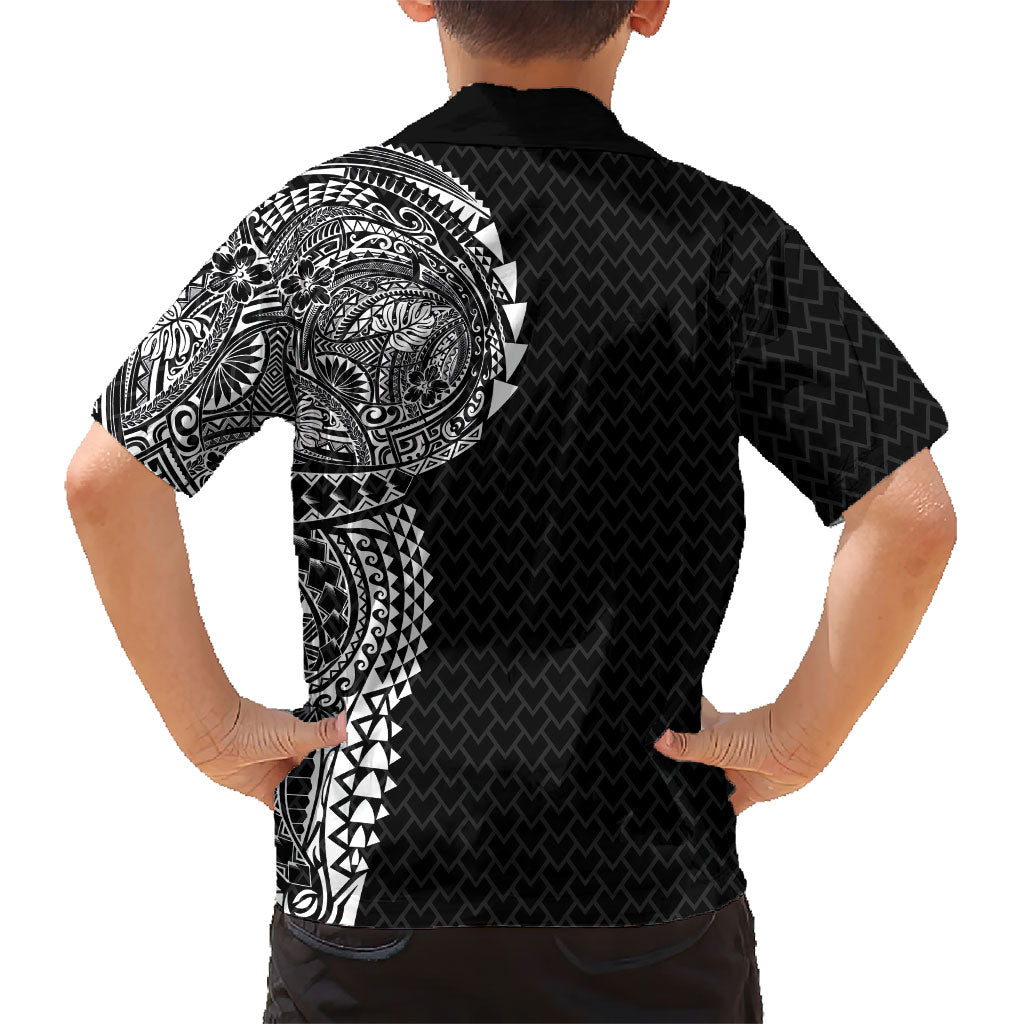 Hawaiian Traditional Tattoos Family Matching Mermaid Dress and Hawaiian Shirt Kakau Tribal Tropical Plant Motif Black Color LT03 - Polynesian Pride