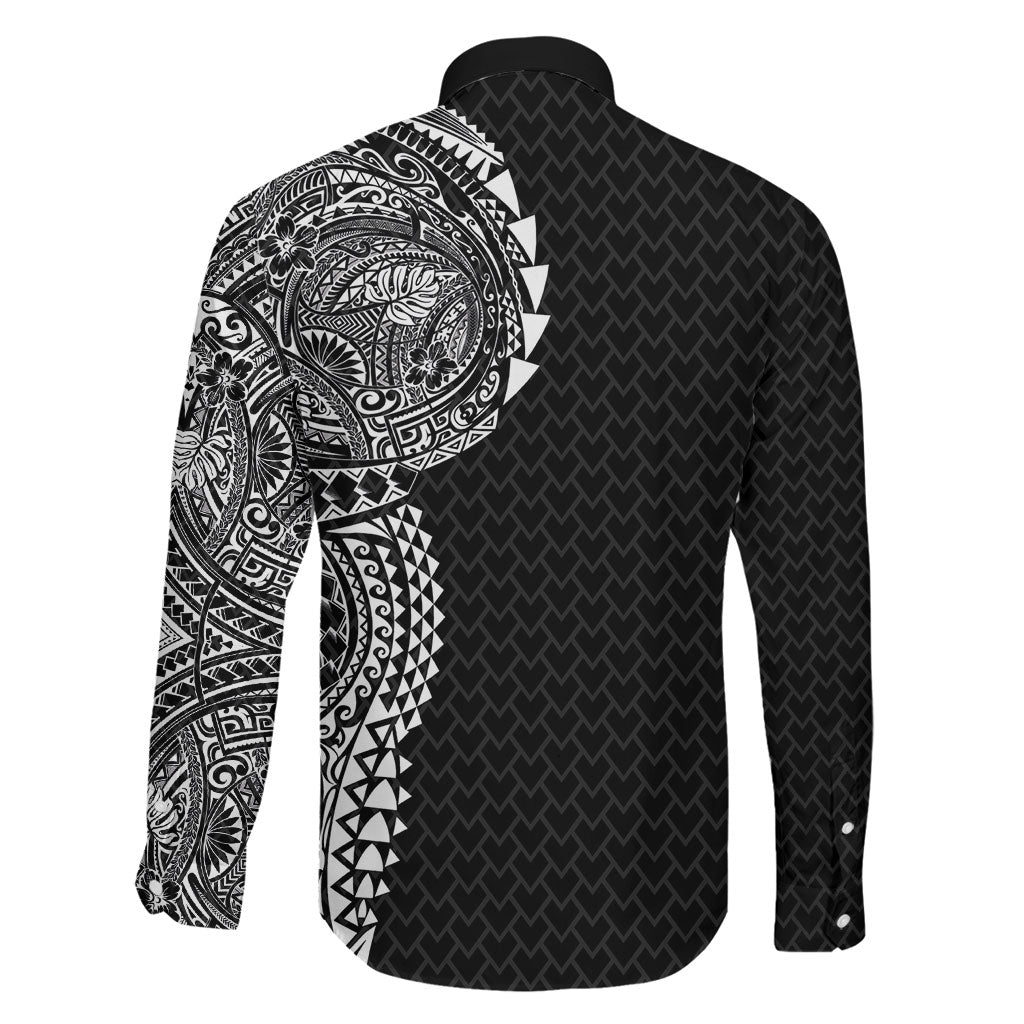 Hawaiian Traditional Tattoos Family Matching Tank Maxi Dress and Hawaiian Shirt Kakau Tribal Tropical Plant Motif Black Color LT03 - Polynesian Pride