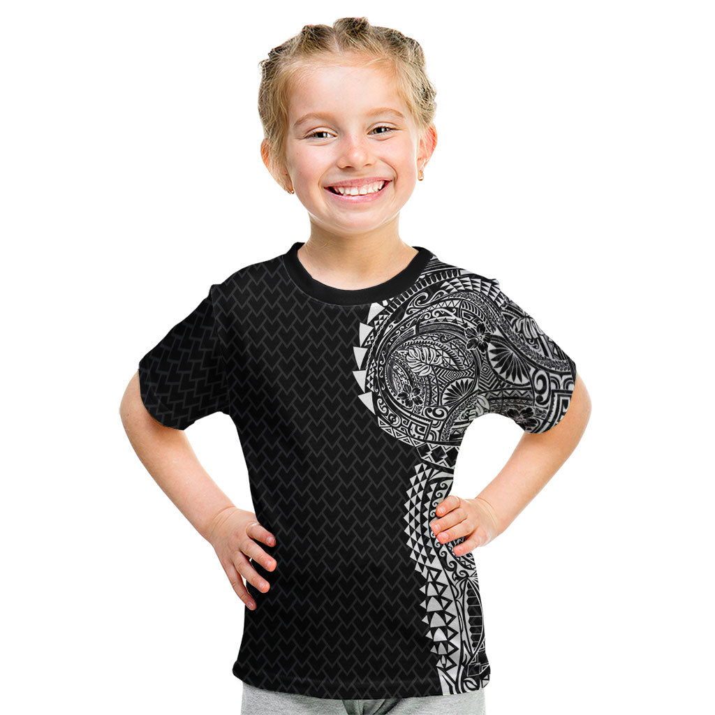Hawaiian Traditional Tattoos Kid T Shirt Kakau Tribal Tropical Plant Motif Black Color