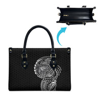 Hawaiian Traditional Tattoos Leather Bag Kakau Tribal Tropical Plant Motif Black Color LT03 - Polynesian Pride