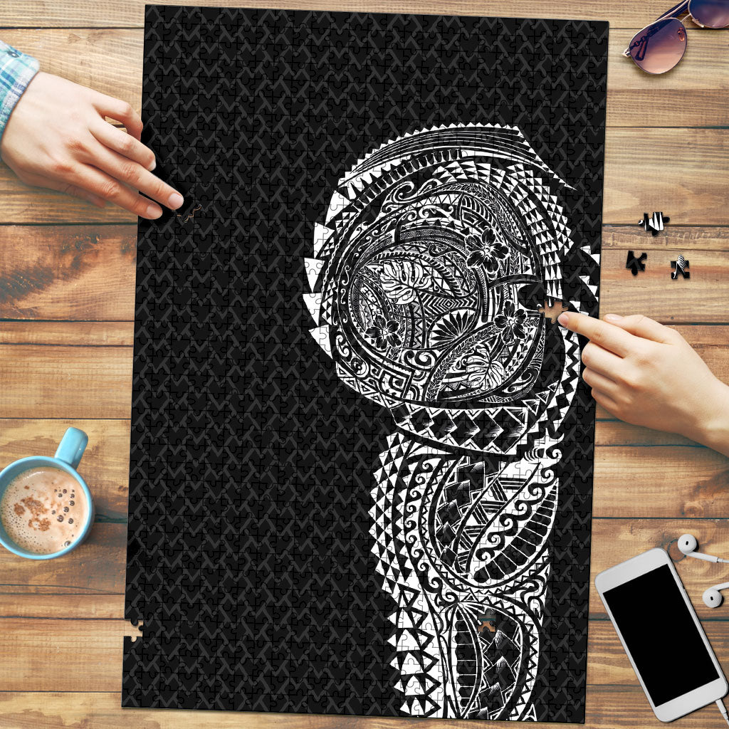 Hawaiian Traditional Tattoos Puzzle Kakau Tribal Tropical Plant Motif Black Color LT03 Black - Polynesian Pride