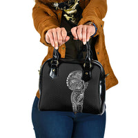 Hawaiian Traditional Tattoos Shoulder Handbag Kakau Tribal Tropical Plant Motif Black Color LT03 One Size Black - Polynesian Pride