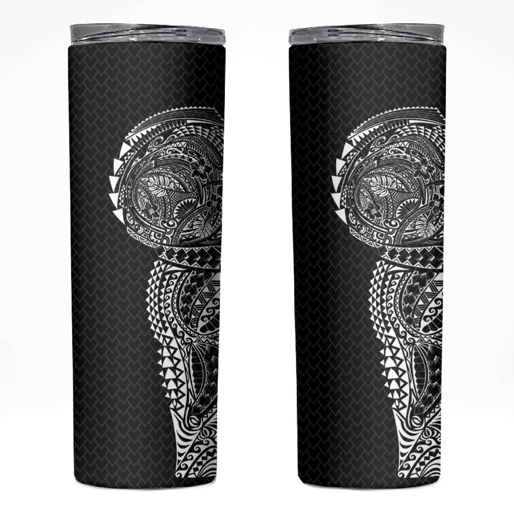 Hawaiian Traditional Tattoos Skinny Tumbler Kakau Tribal Tropical Plant Motif Black Color LT03 Black - Polynesian Pride