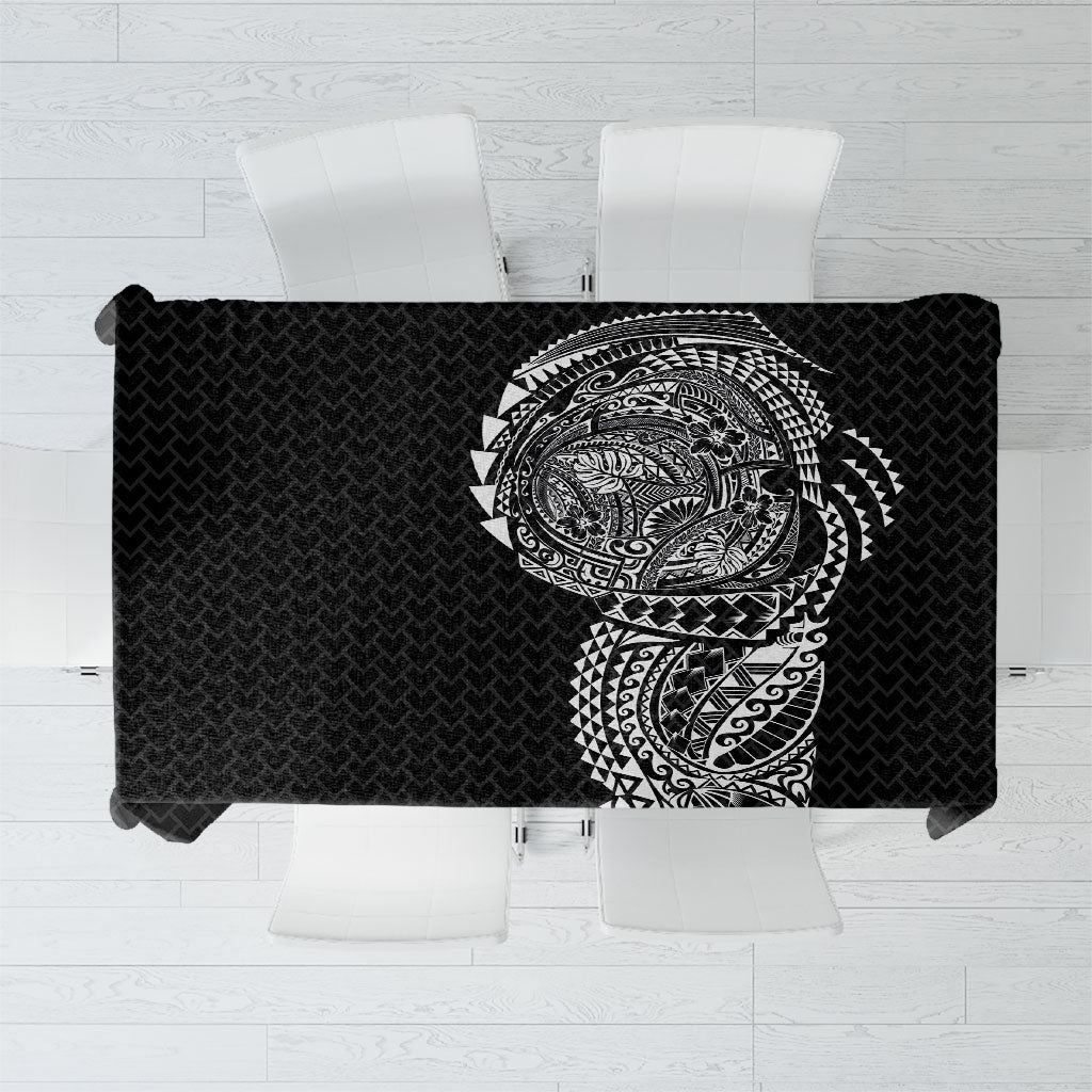 Hawaiian Traditional Tattoos Tablecloth Kakau Tribal Tropical Plant Motif Black Color LT03 Black - Polynesian Pride