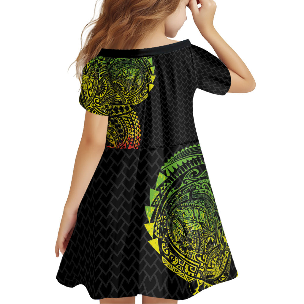 Hawaiian Traditional Tattoos Family Matching Long Sleeve Bodycon Dress and Hawaiian Shirt Kakau Tribal Tropical Plant Motif Kanaka Maoli Flag Color Inspired LT03 - Polynesian Pride
