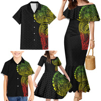 Hawaiian Traditional Tattoos Family Matching Mermaid Dress and Hawaiian Shirt Kakau Tribal Tropical Plant Motif Kanaka Maoli Flag Color Inspired LT03 - Polynesian Pride
