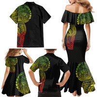 Hawaiian Traditional Tattoos Family Matching Mermaid Dress and Hawaiian Shirt Kakau Tribal Tropical Plant Motif Kanaka Maoli Flag Color Inspired LT03 - Polynesian Pride