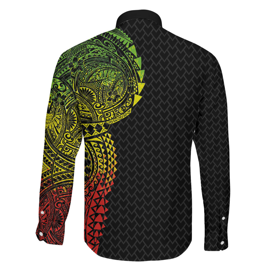 Hawaiian Traditional Tattoos Family Matching Mermaid Dress and Hawaiian Shirt Kakau Tribal Tropical Plant Motif Kanaka Maoli Flag Color Inspired LT03 - Polynesian Pride