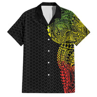 Hawaiian Traditional Tattoos Family Matching Tank Maxi Dress and Hawaiian Shirt Kakau Tribal Tropical Plant Motif Kanaka Maoli Flag Color Inspired LT03 Dad's Shirt - Short Sleeve Multicolor - Polynesian Pride