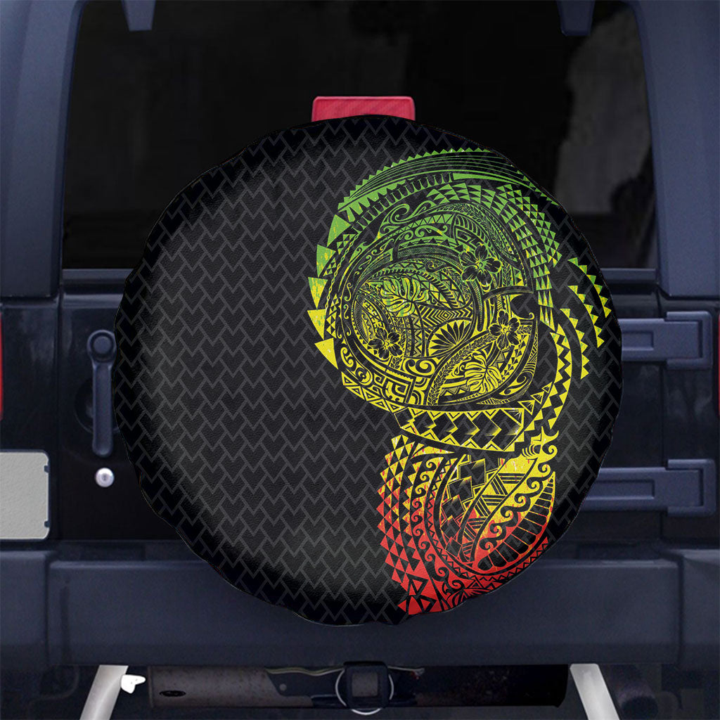 Hawaiian Traditional Tattoos Spare Tire Cover Kakau Tribal Tropical Plant Motif Kanaka Maoli Flag Color Inspired