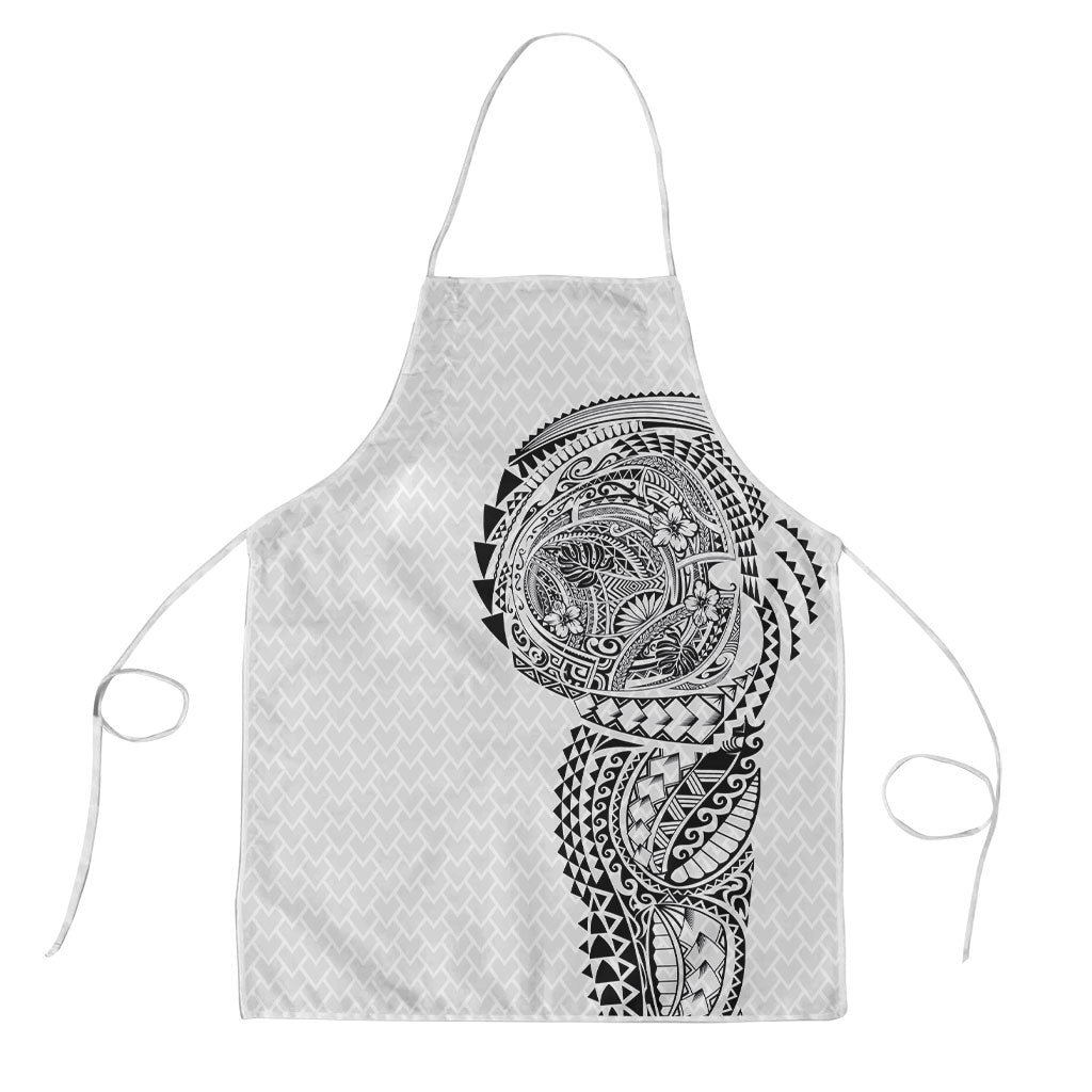 Hawaiian Traditional Tattoos Apron Kakau Tribal Tropical Plant Motif White Color LT03 White - Polynesian Pride