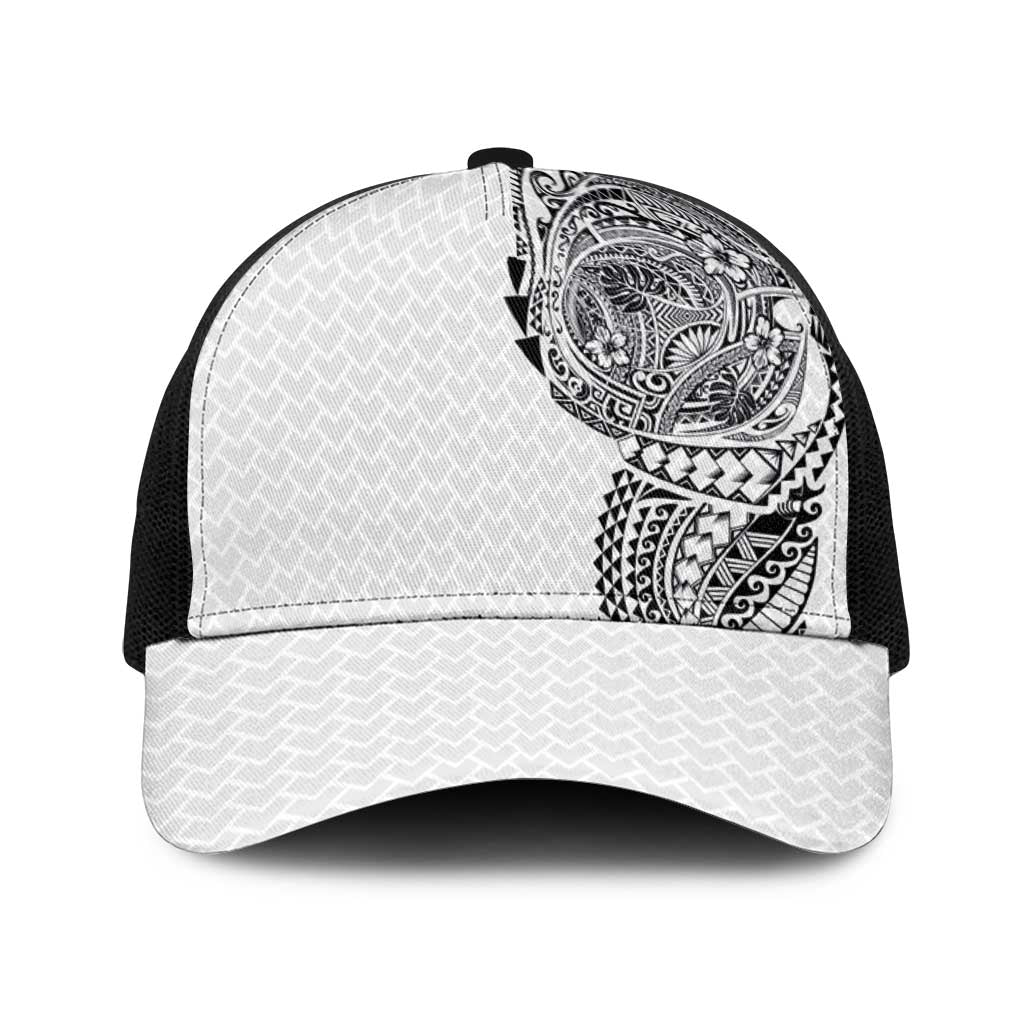 Hawaiian Traditional Tattoos Baseball Net Cap Kakau Tribal Tropical Plants Motif White Color LT03 One Size Black White - Polynesian Pride