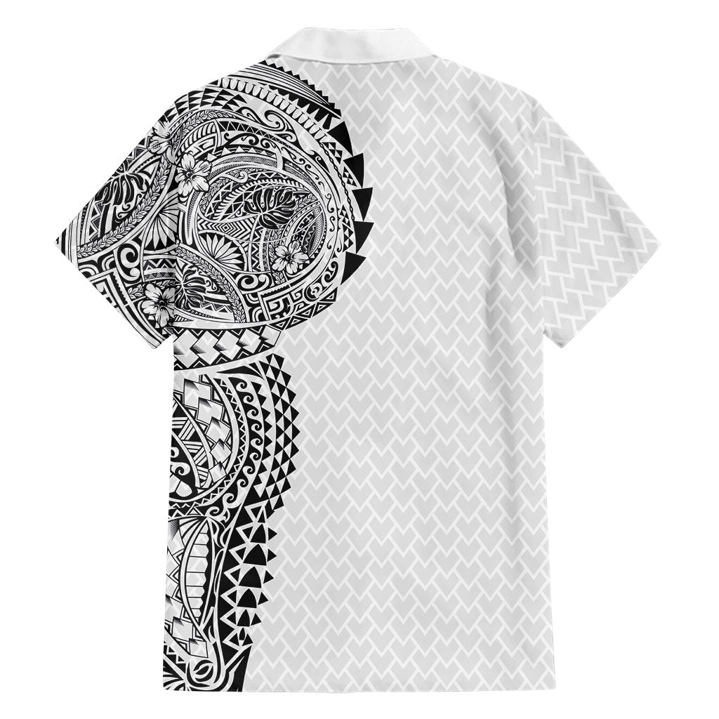 Hawaiian Traditional Tattoos Family Matching Summer Maxi Dress and Hawaiian Shirt Kakau Tribal Tropical Plant Motif White Color LT03 - Polynesian Pride